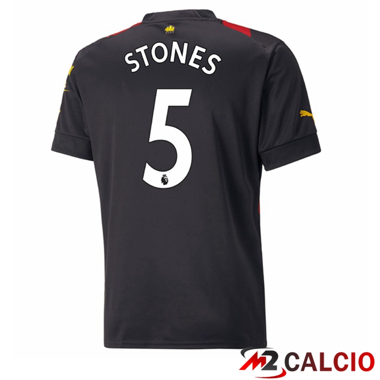 Maglie Calcio Manchester City (John Stones 5) Seconda Rosso Nero 2022/2023