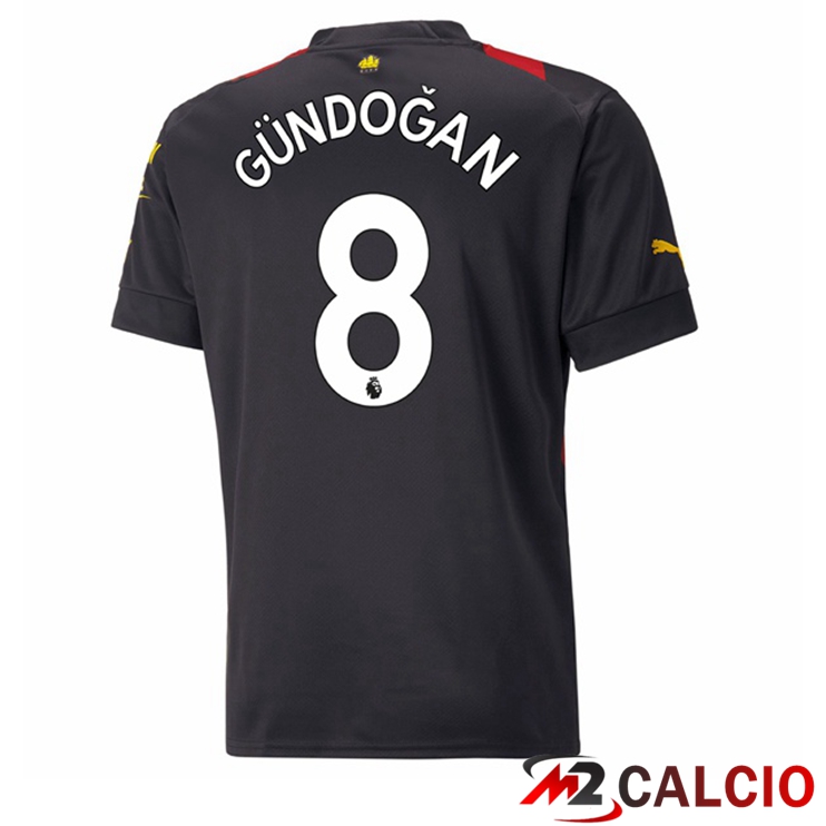 Maglie Calcio Manchester City (Ilkay Gündogan 8) Seconda Rosso Nero 2022/2023
