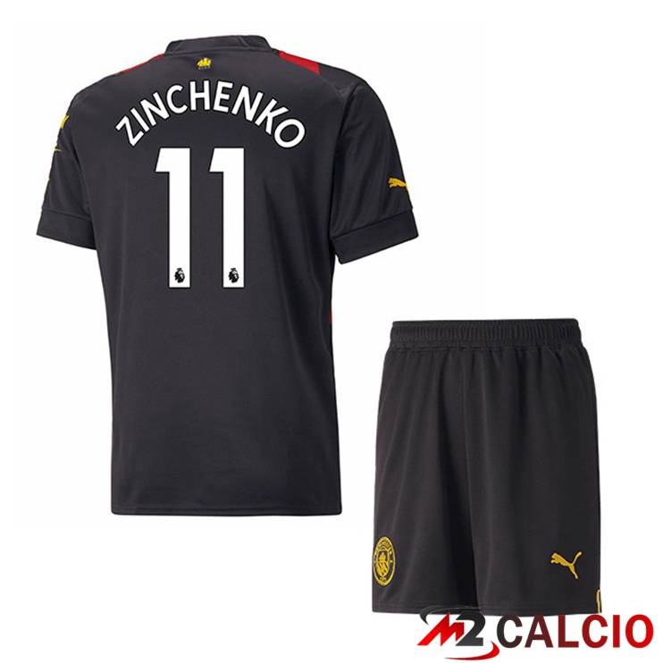 Maglie Calcio Manchester City (Zinchenko 11) Bambino Seconda Rosso Nero 2022/2023