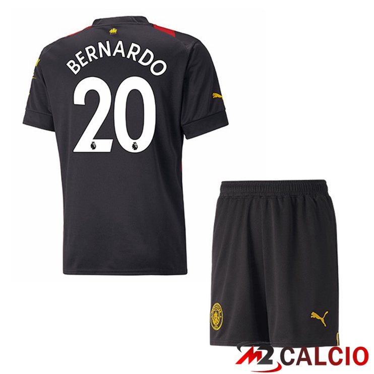 Maglie Calcio Manchester City (Bernardo Silva 20) Bambino Seconda Rosso Nero 2022/2023