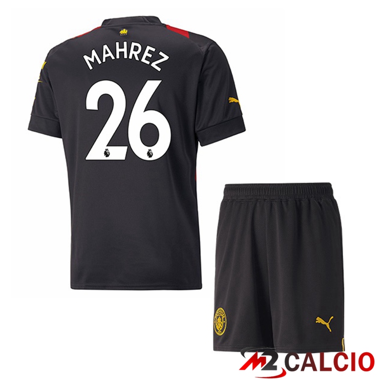 Maglie Calcio Manchester City (Riyad Mahrez 26) Bambino Seconda Rosso Nero 2022/2023