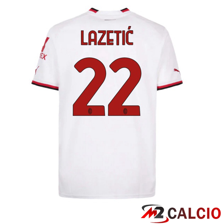 Maglie Calcio AC Milan (LAZETIĆ 22) Seconda Bianco 2022/2023