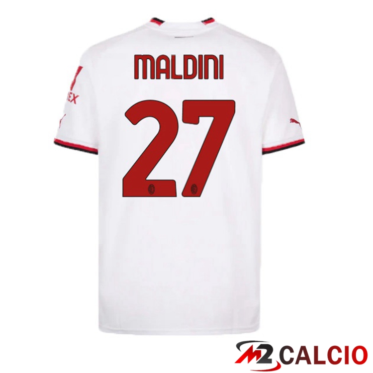 Maglie Calcio AC Milan (MALDINI 27) Seconda Bianco 2022/2023
