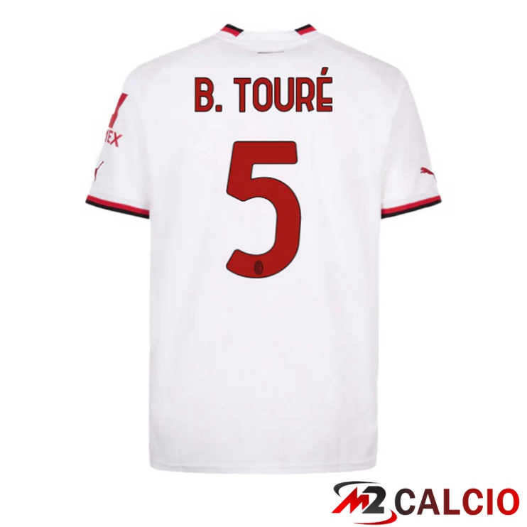 Maglie Calcio AC Milan (B. TOURÉ 5) Seconda Bianco 2022/2023