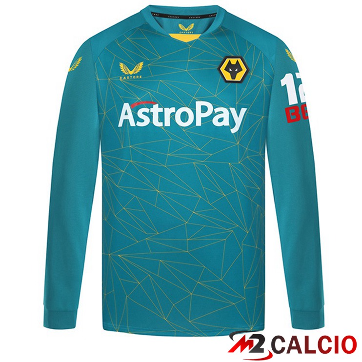 Maglie Calcio Wolves Seconda Manica Lunga Blu 2022/2023