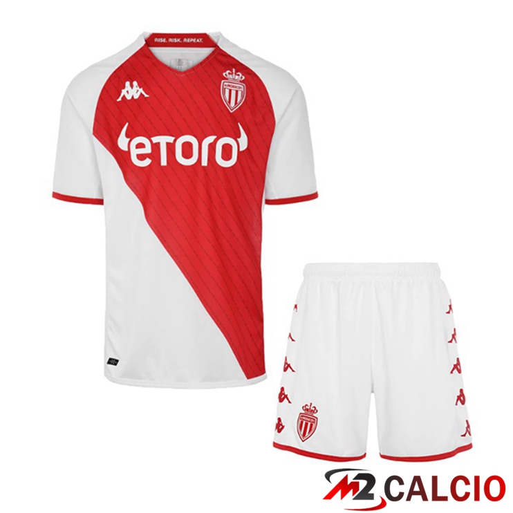 Maglie Calcio AS Monaco Bambino Prima Rosso Bianco 2022/2023