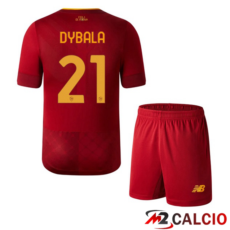 Maglie Calcio AS Roma (DYBALA 21) Bambino Prima Rosso 2022/2023