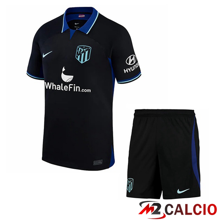 Maglie Calcio Atletico Madrid Bambino Seconda Nero 2022/2023