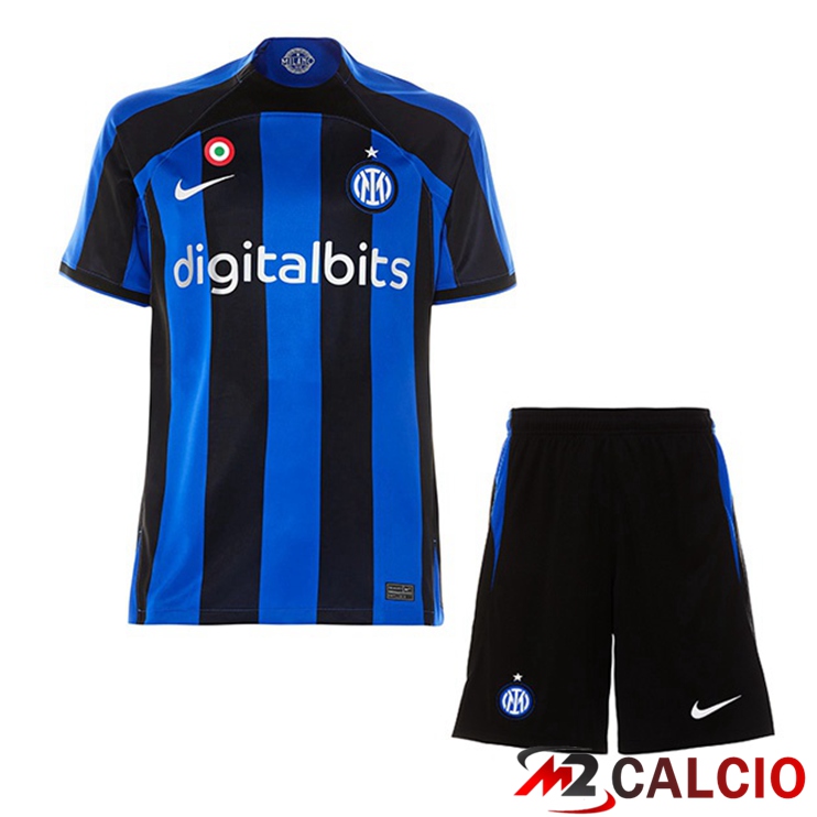 Maglie Calcio Inter Milan Bambino Prima Nero Blu 2022/2023