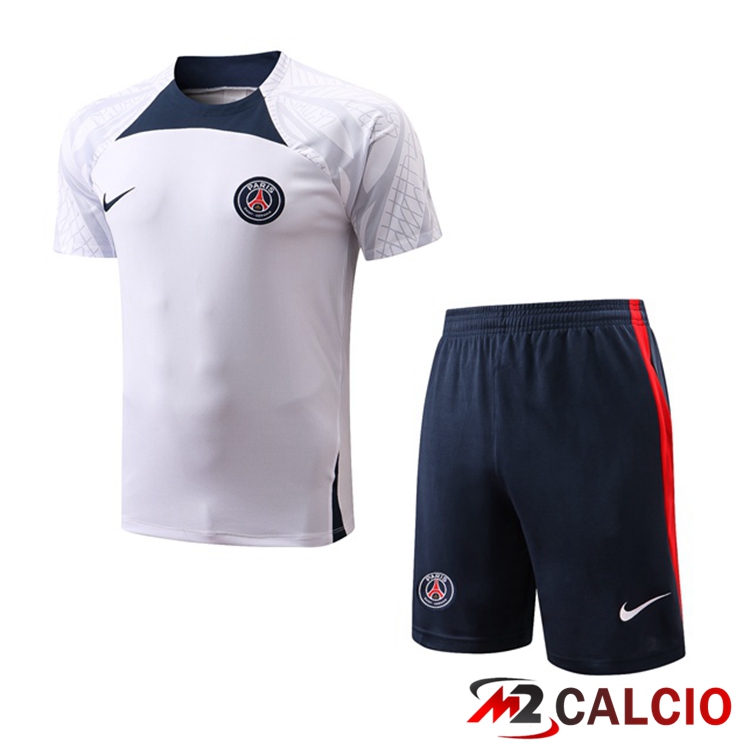T Shirt Allenamento Paris PSG + Pantaloncini Bianco 2022/2023