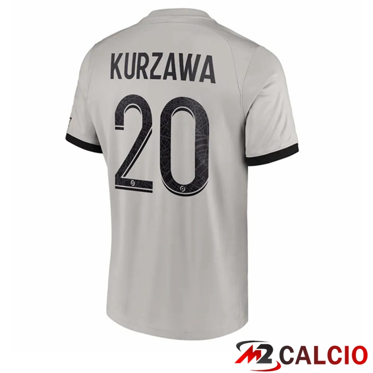 Maglie Calcio Paris PSG (Kurzawa 20) Seconda Grigio 2022/2023