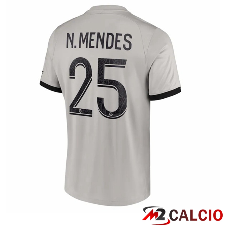 Maglie Calcio Paris PSG (N.Mendes 25) Seconda Grigio 2022/2023