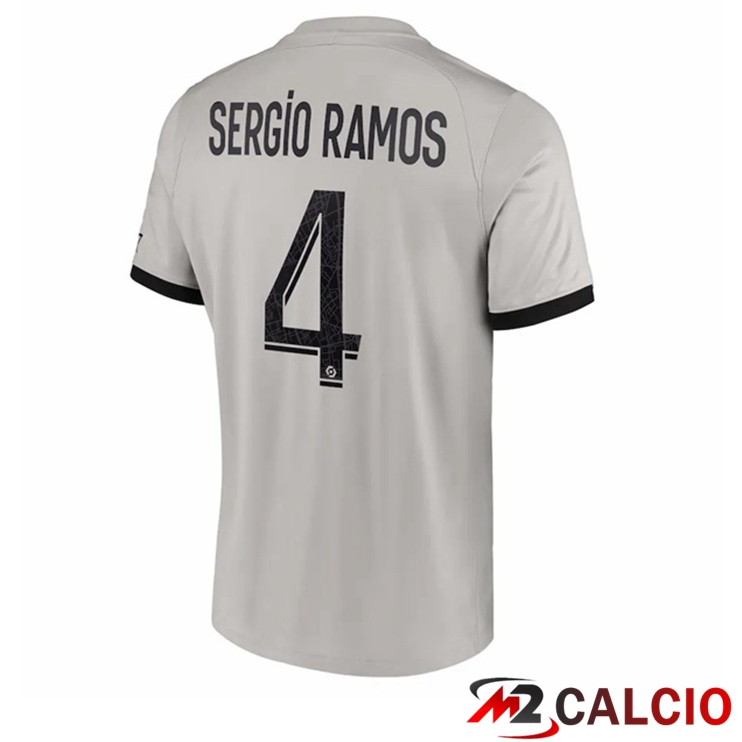 Maglie Calcio Paris PSG (Sergio Ramos 4) Seconda Grigio 2022/2023