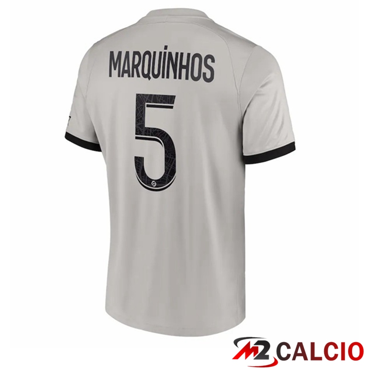 Maglie Calcio Paris PSG (Marquinhos 5) Seconda Grigio 2022/2023