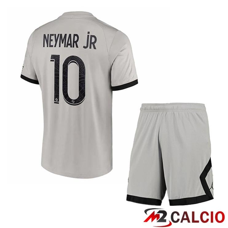 Maglie Calcio Paris PSG (Neymar Jr 10) Bambino Seconda Grigio 2022/2023