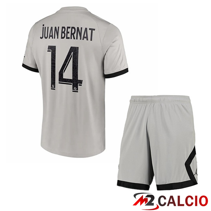Maglie Calcio Paris PSG (Juan Bernat 14) Bambino Seconda Grigio 2022/2023