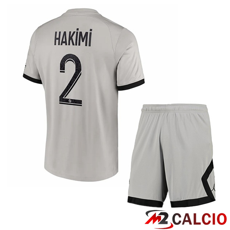 Maglie Calcio Paris PSG (Hakimi 2) Bambino Seconda Grigio 2022/2023
