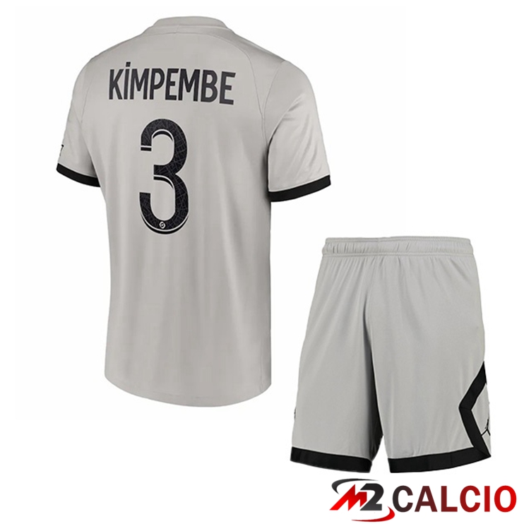 Maglie Calcio Paris PSG (Kimpembe 3) Bambino Seconda Grigio 2022/2023