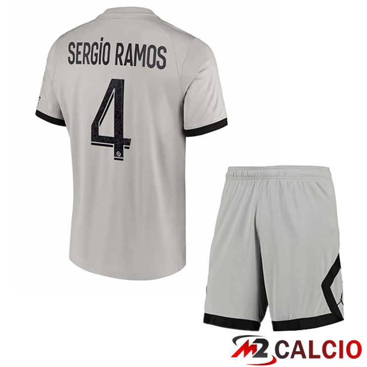 Maglie Calcio Paris PSG (Sergio Ramos 4) Bambino Seconda Grigio 2022/2023