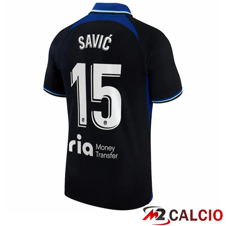 Maglie Calcio Atletico Madrid (Savic 15) Seconda Nero 2022/2023