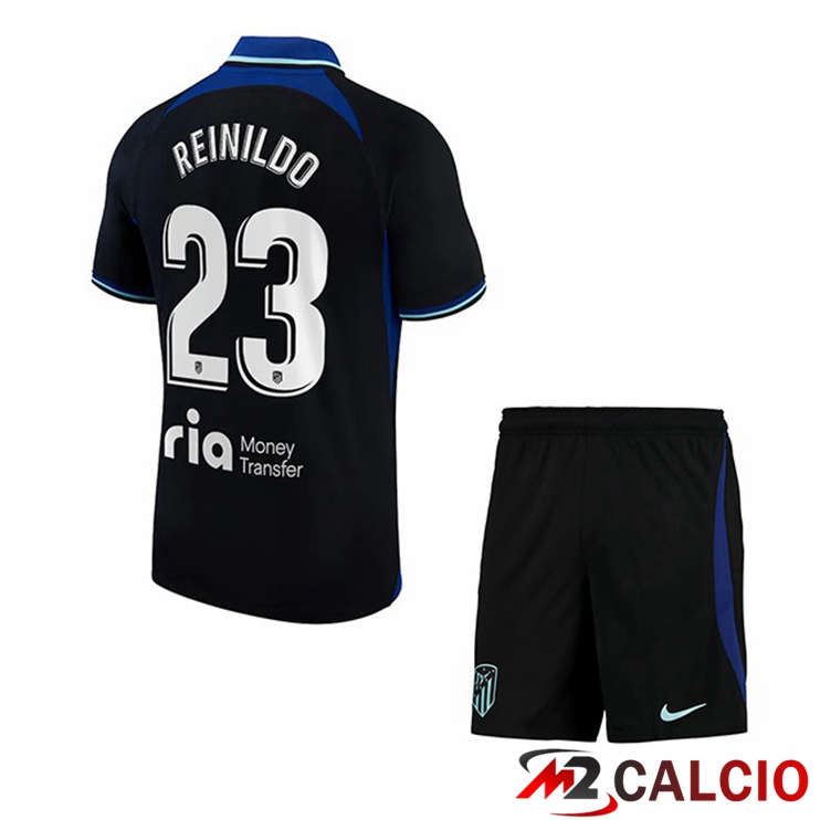 Maglie Calcio Atletico Madrid (Reinildo 23) Bambino Seconda Nero 2022/2023