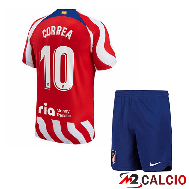 Maglie Calcio Atletico Madrid (Correa 10) Bambino Prima Rosso 2022/2023