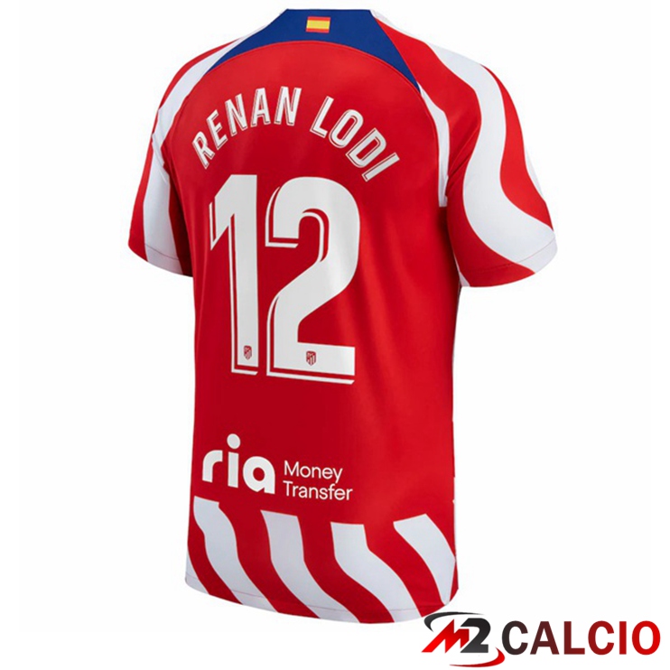 Maglie Calcio Atletico Madrid (Renan Lodi 12) Prima Rosso 2022/2023