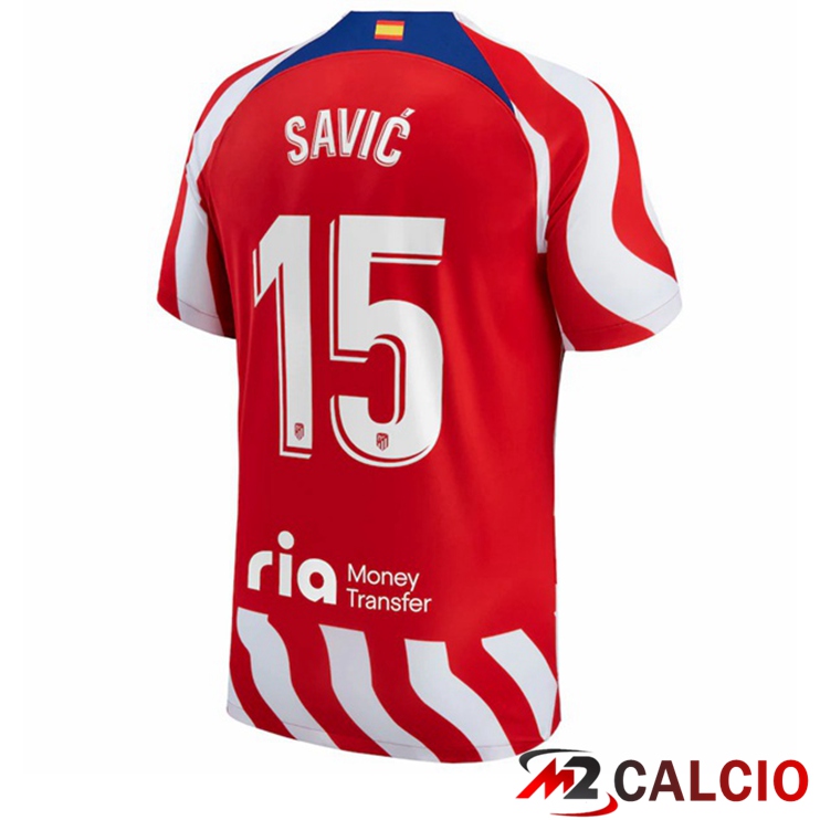 Maglie Calcio Atletico Madrid (Savic 15) Prima Rosso 2022/2023