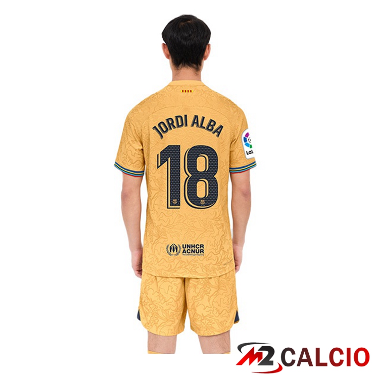 Maglie Calcio FC Barcellona (Jordi Alba 18) Seconda Giallo 2022/2023