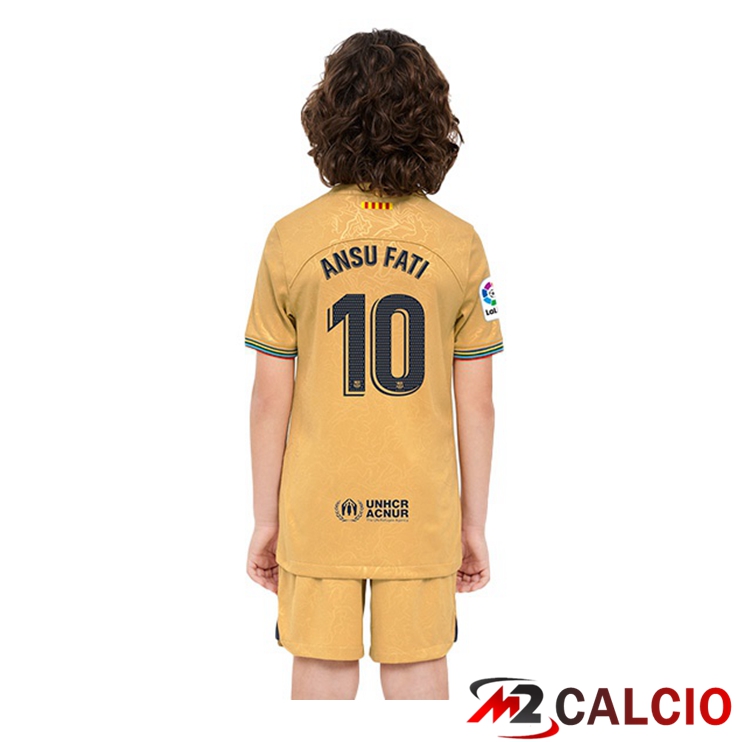 Maglie Calcio FC Barcellona (Ansu Fati 10) Bambino Seconda Giallo 2022/2023