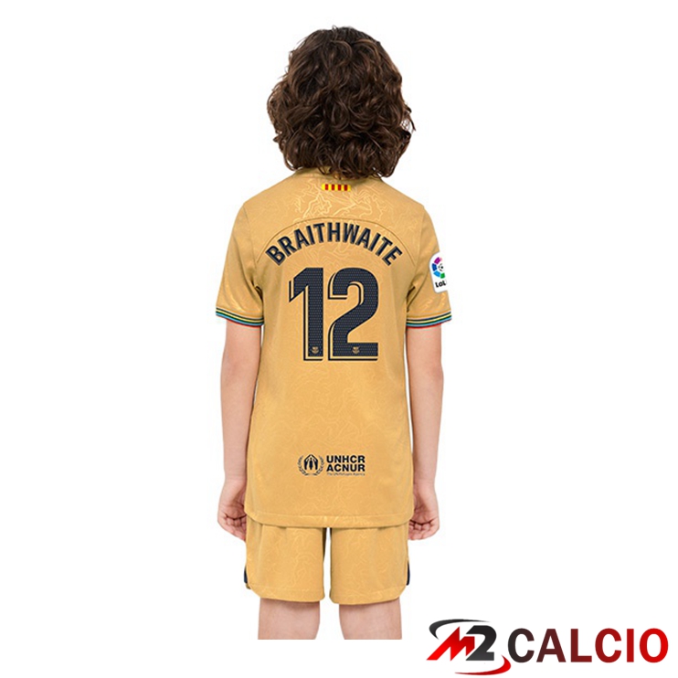 Maglie Calcio FC Barcellona (Martin Braithwaite 12) Bambino Seconda Giallo 2022/2023