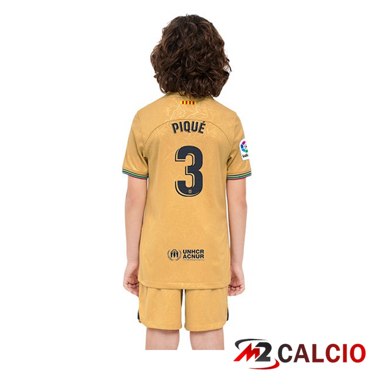 Maglie Calcio FC Barcellona (Gerard Piqué 3) Bambino Seconda Giallo 2022/2023