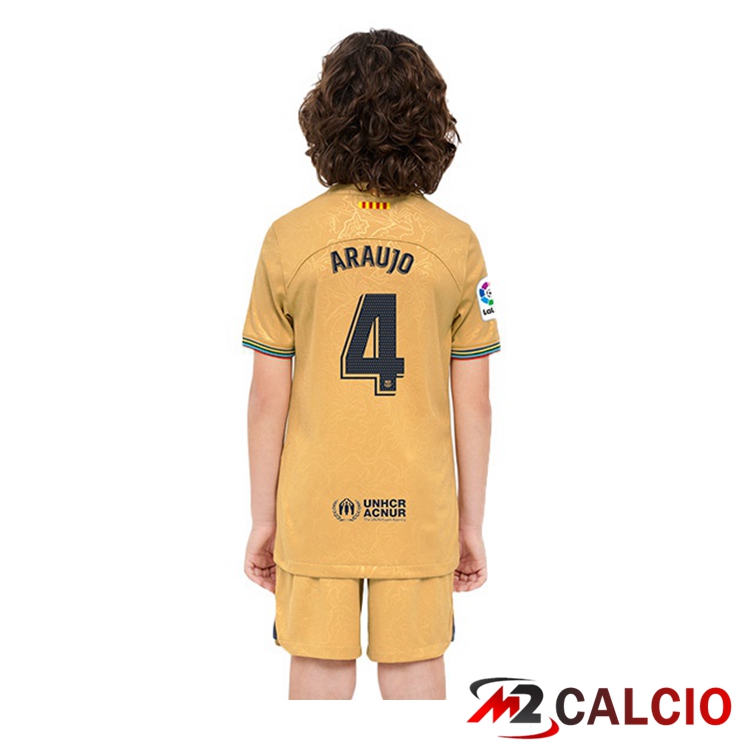 Maglie Calcio FC Barcellona (R. Araujo 4) Bambino Seconda Giallo 2022/2023