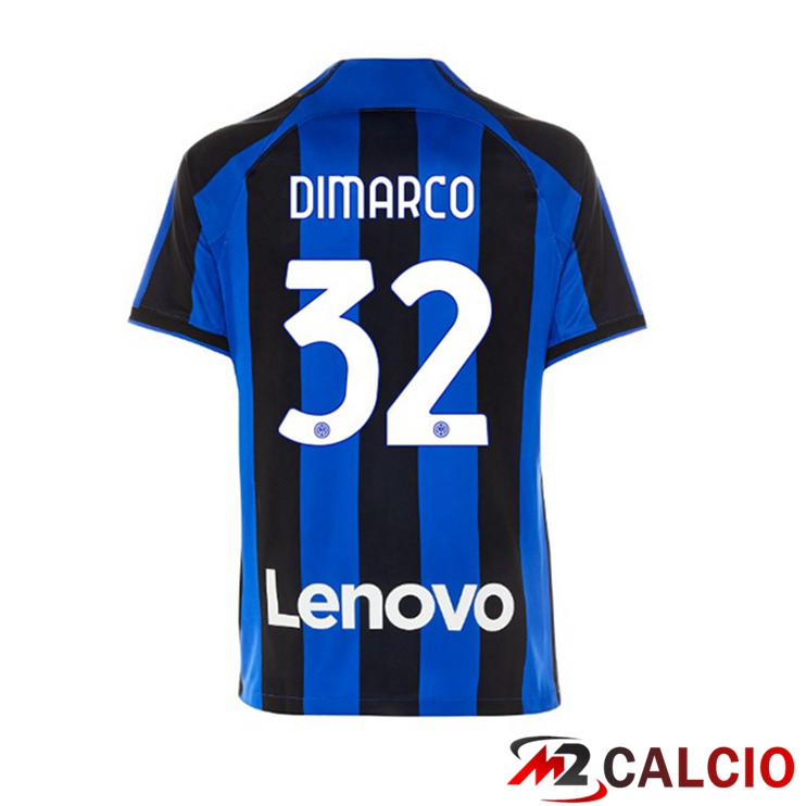 Maglie Calcio Inter Milan (DIMARCO 32) Prima Nero Blu 2022/2023