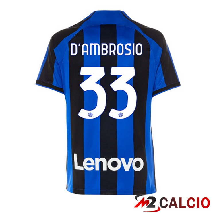 Maglie Calcio Inter Milan (D'AMBROSIO 33) Prima Nero Blu 2022/2023