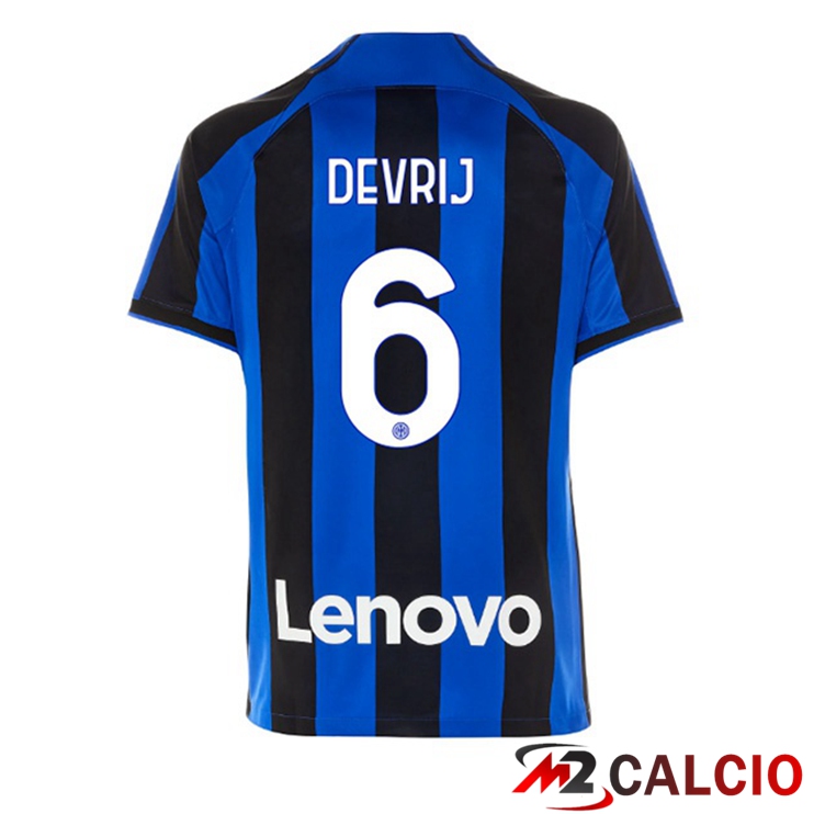 Maglie Calcio Inter Milan (DE VRIJ 6) Prima Nero Blu 2022/2023