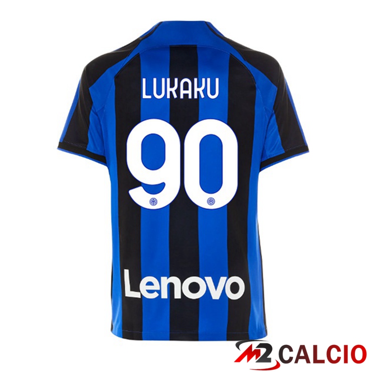 Maglie Calcio Inter Milan (LUKAKU 90) Prima Nero Blu 2022/2023