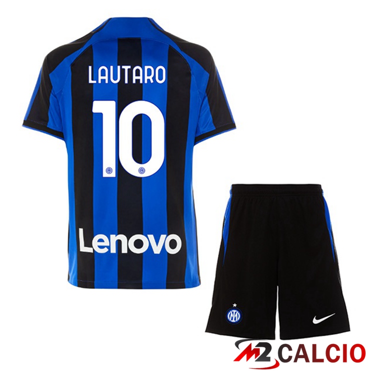 Maglie Calcio Inter Milan (LAUTARO 10) Bambino Prima Nero Blu 2022/2023
