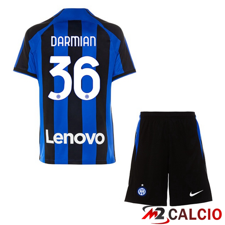Maglie Calcio Inter Milan (DARMIAN 36) Bambino Prima Nero Blu 2022/2023