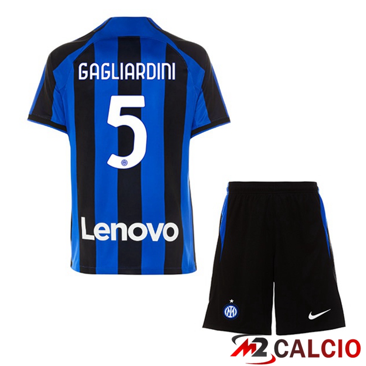 Maglie Calcio Inter Milan (GAGLIARDINI 5) Bambino Prima Nero Blu 2022/2023