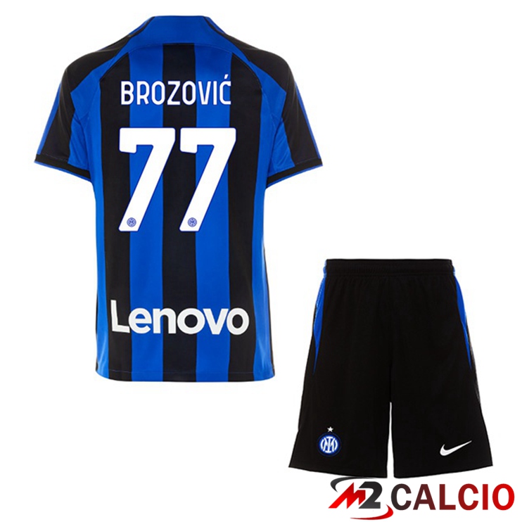 Maglie Calcio Inter Milan (BROZOVIĆ 77) Bambino Prima Nero Blu 2022/2023