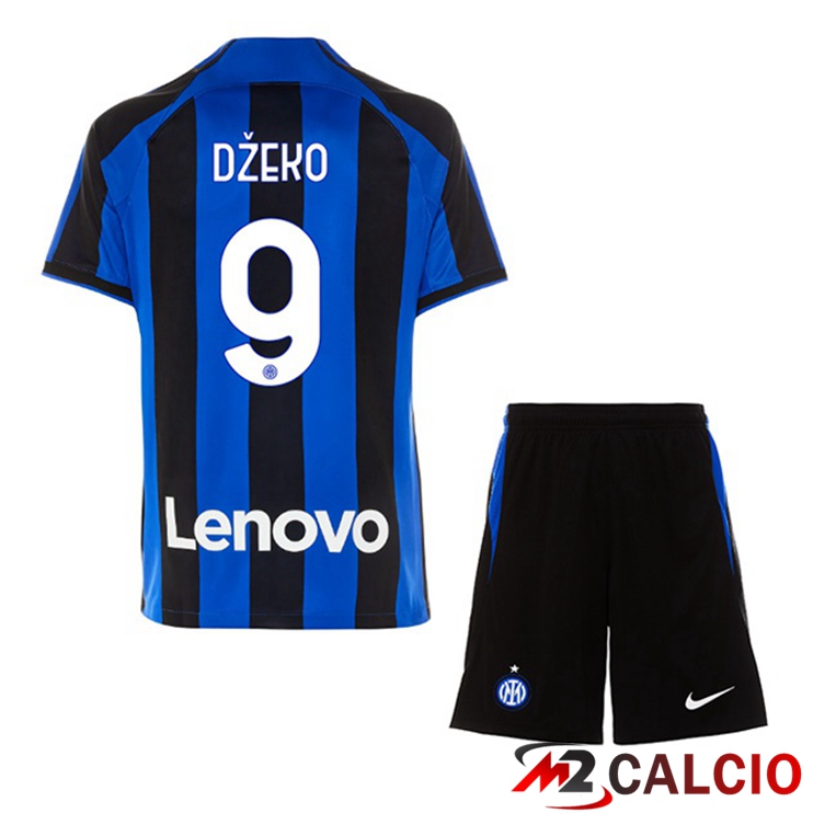 Maglie Calcio Inter Milan (DŽEKO 9) Bambino Prima Nero Blu 2022/2023
