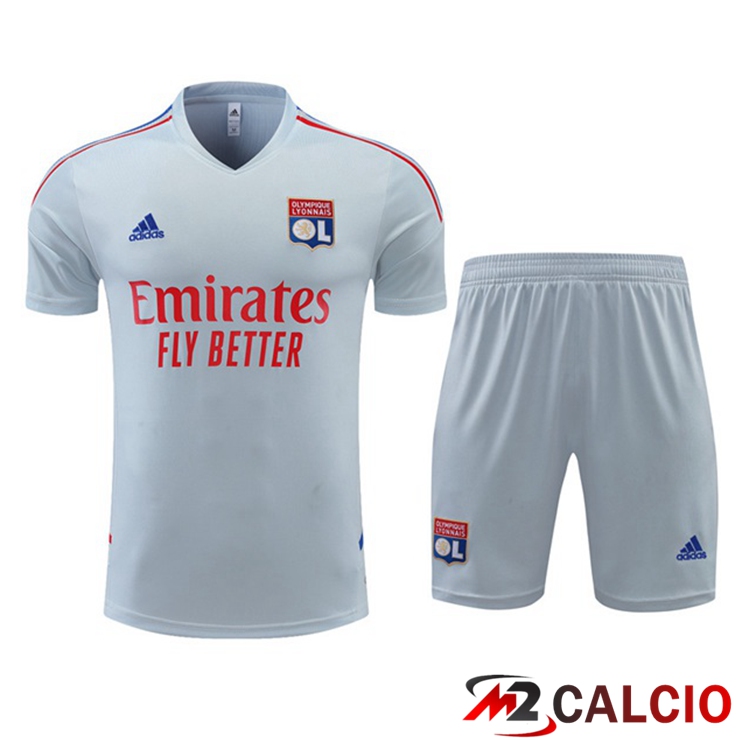 T Shirt Allenamento Lyon OL + Pantaloncini Grigio 2022/2023
