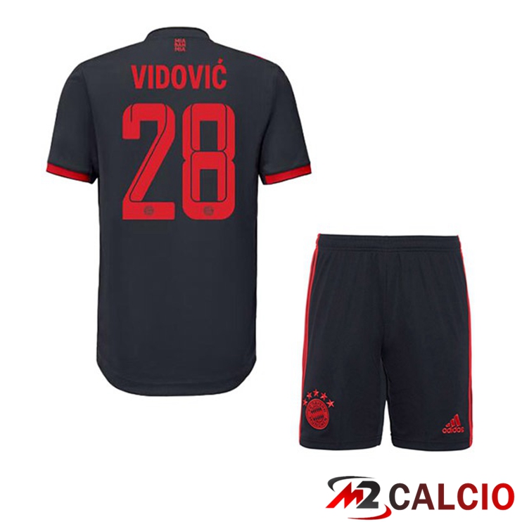 Maglie Calcio Bayern Monaco (Vidović 28) Bambino Terza Nero 2022/2023