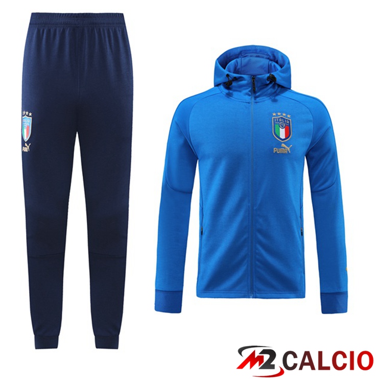 Insieme Giacca Con Cappuccio Tuta Italia Blu 2022/2023