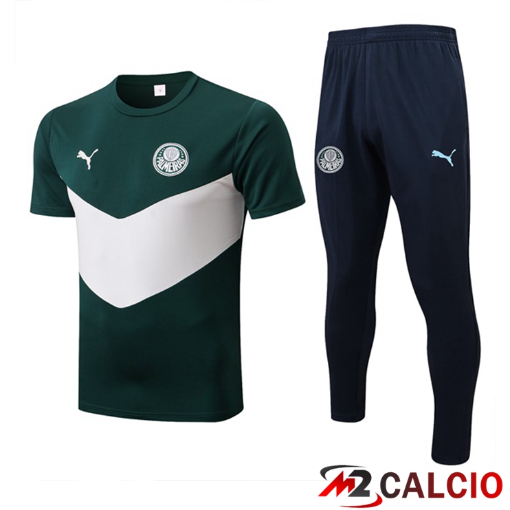 T Shirt Allenamento Palmeiras + Pantaloni Verde Bianco 2022/2023