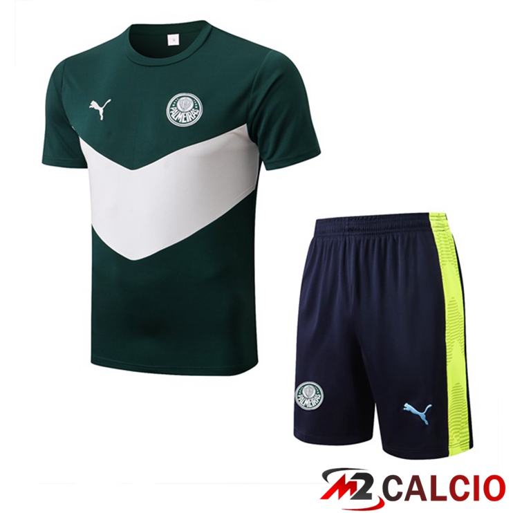 T Shirt Allenamento Palmeiras + Pantaloncini Verde Bianco 2022/2023
