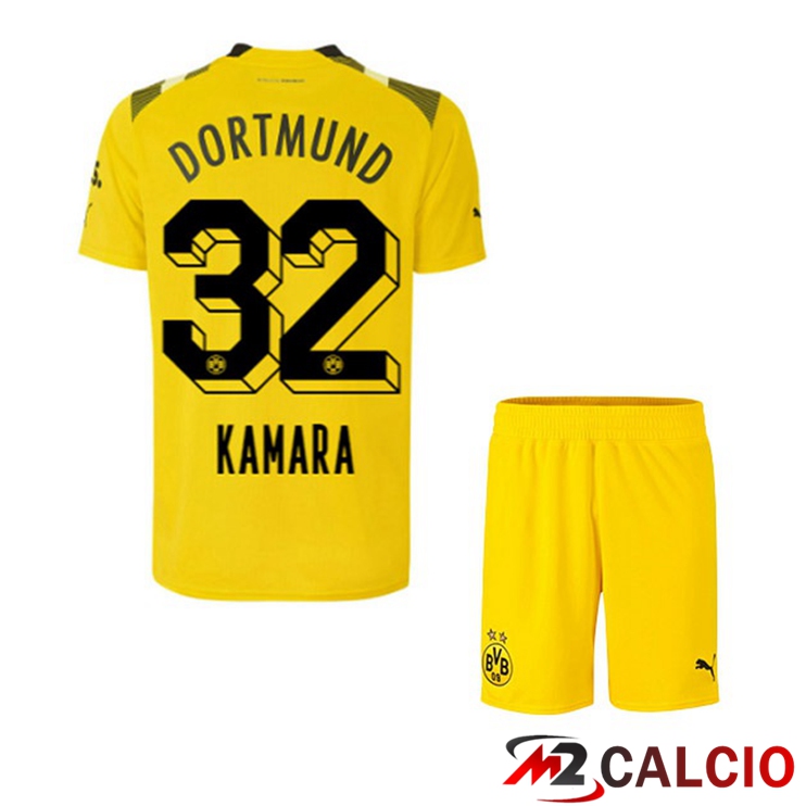 Maglie Calcio Dortmund BVB (Kamara 32) Bambino cup Giallo 2022/2023