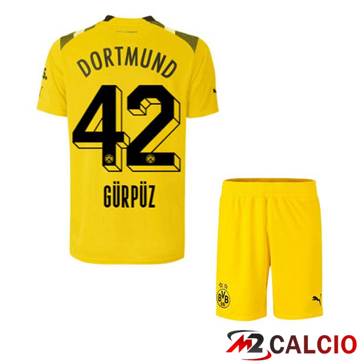 Maglie Calcio Dortmund BVB (Gürpüz 42) Bambino cup Giallo 2022/2023