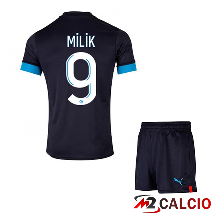 Maglie Calcio Marsiglia OM (MILIK 9) Bambino Seconda Nero 2022/2023